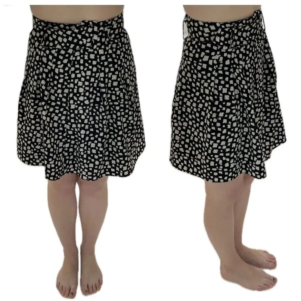 The Limited Black and White Abstract Belted Skirt Women’s Size XS